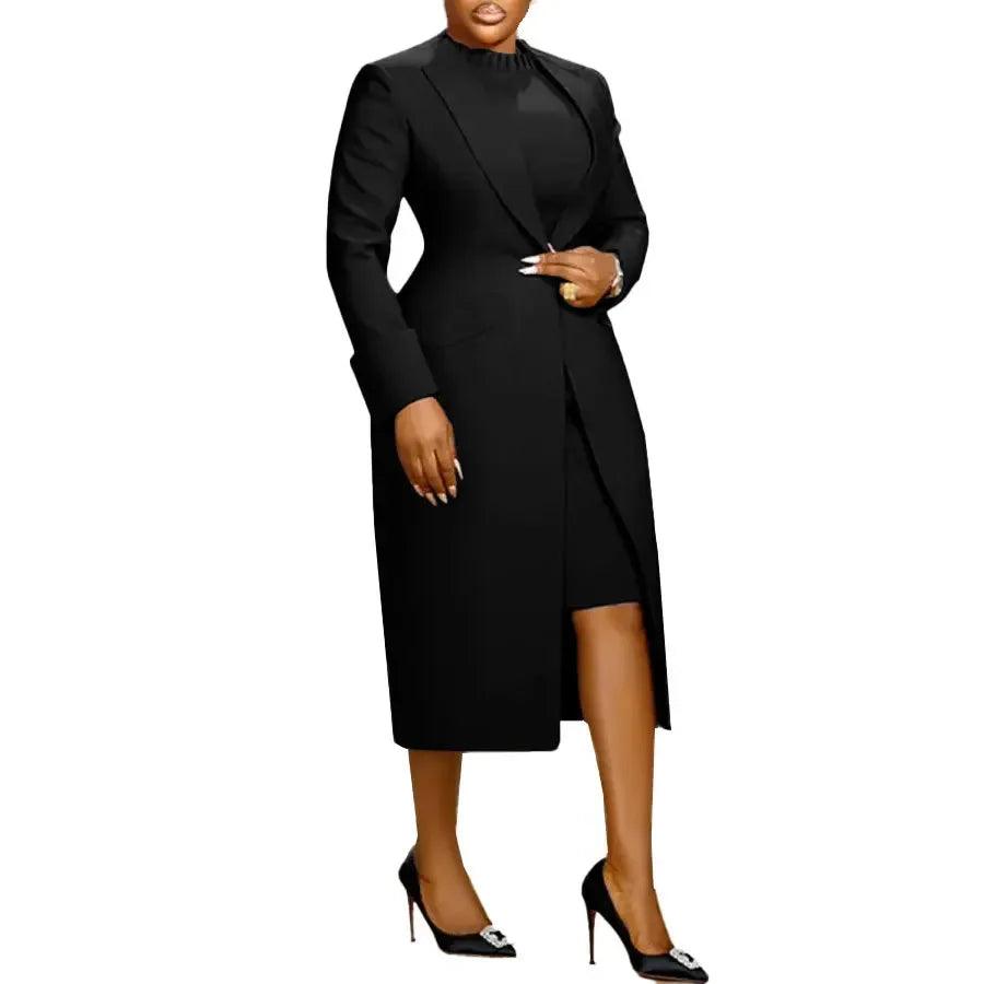 Elegant Office Lady Two-Piece Blazer & Dress Set – Professional Slim Fit Outfit