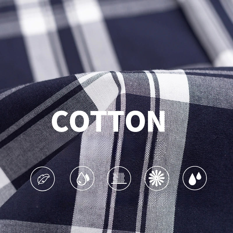 100% Cotton Slim Fit Plaid Shirt – Formal Long-Sleeve Office Casual Shirt for Men