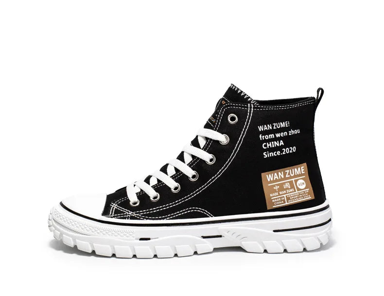 Men's High Top Canvas Sneakers – Lace-Up Sport Board Shoes for Casual Street Style