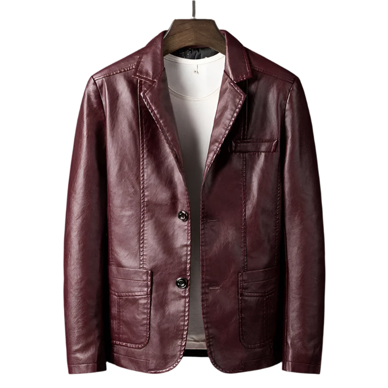 Men's PU Leather Jacket: Slim Fit, Spliced Turn-Down Collar