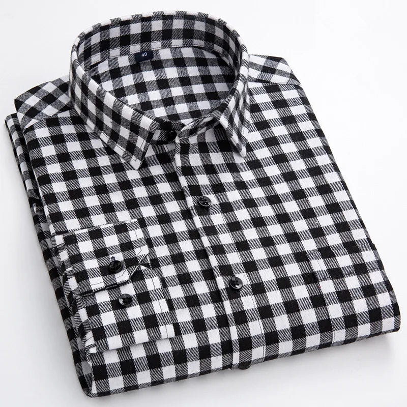 Men’s Flannel Plaid Shirt – 100% Cotton Slim Fit Casual Spring Wear