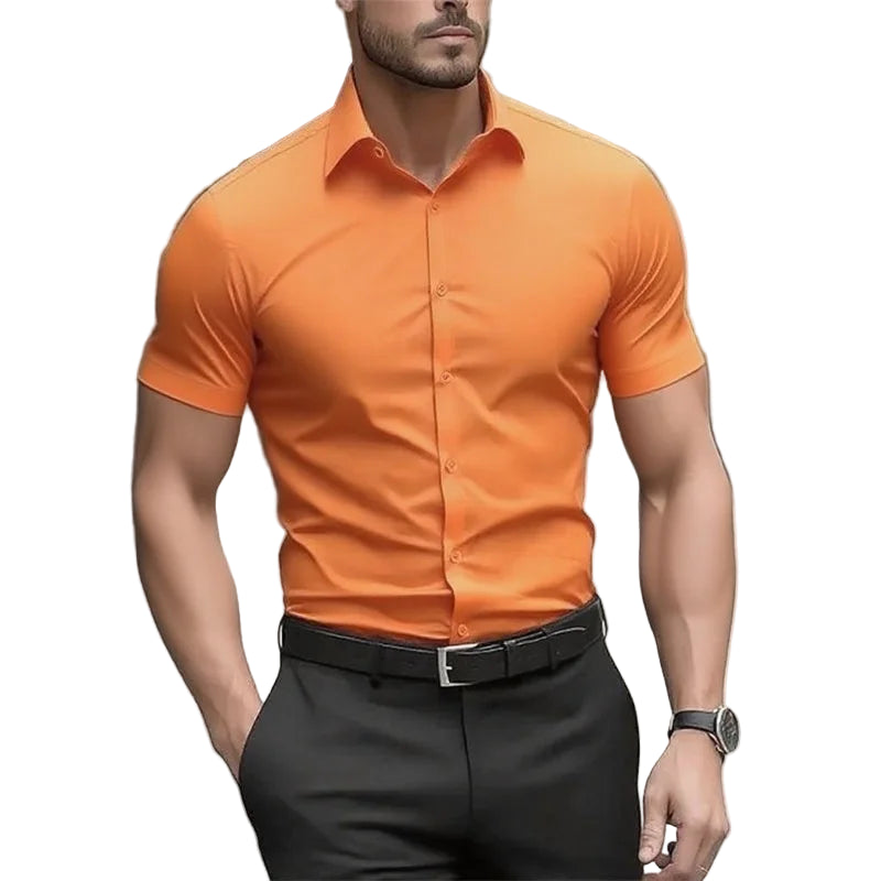 Men’s Solid Color Casual Shirt – Classic & Versatile Business & Everyday Style