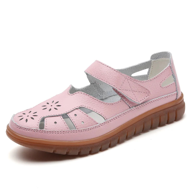 Women's Breathable Leather Sandals: Non-Slip Casual Roman Style