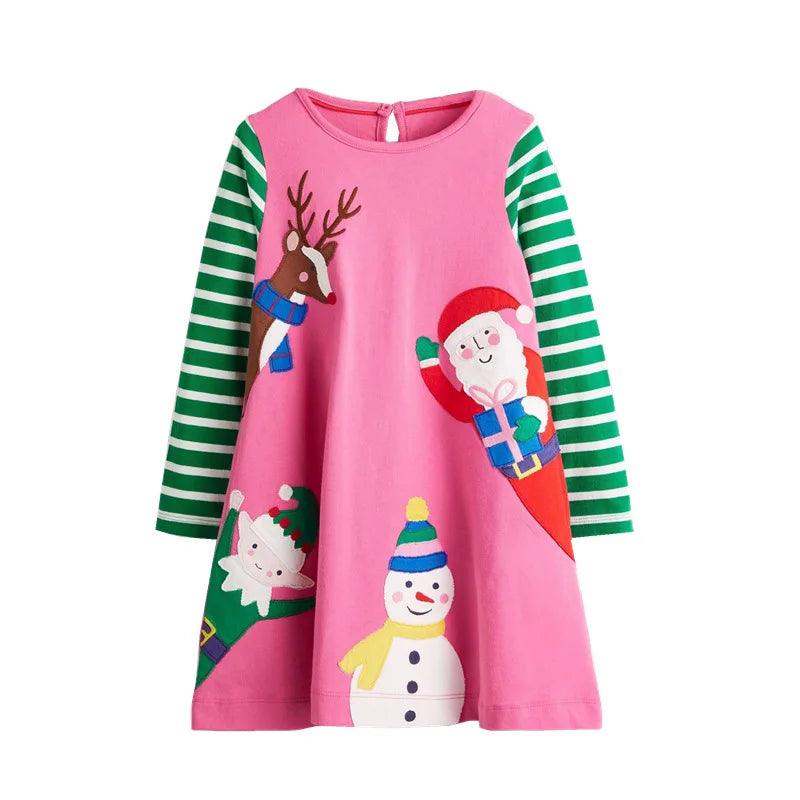 Little Maven Embroidered Cartoon Animal Dress – Cozy Cotton Outfit for Girls - JVMCL