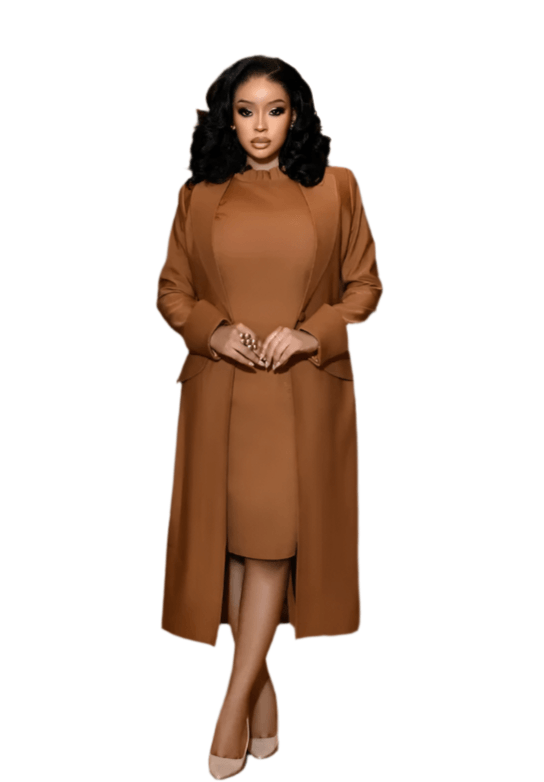Elegant Office Lady Two-Piece Blazer & Dress Set – Professional Slim Fit Outfit