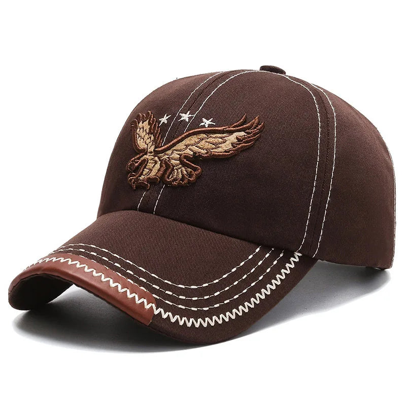 Unisex Baseball Cap: Eagle Embroidery, Korean Style, 4-Season Shade