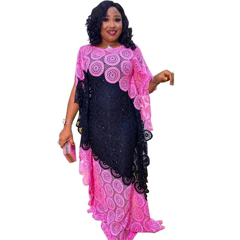 African Party Elegant Lace Abayas Dashiki Robe Kaftan Long Maxi Dress