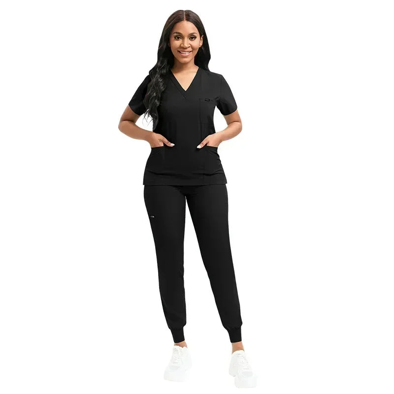 Multicolor Unisex Medical Scrubs Set - Short Sleeve V-Neck Workwear
