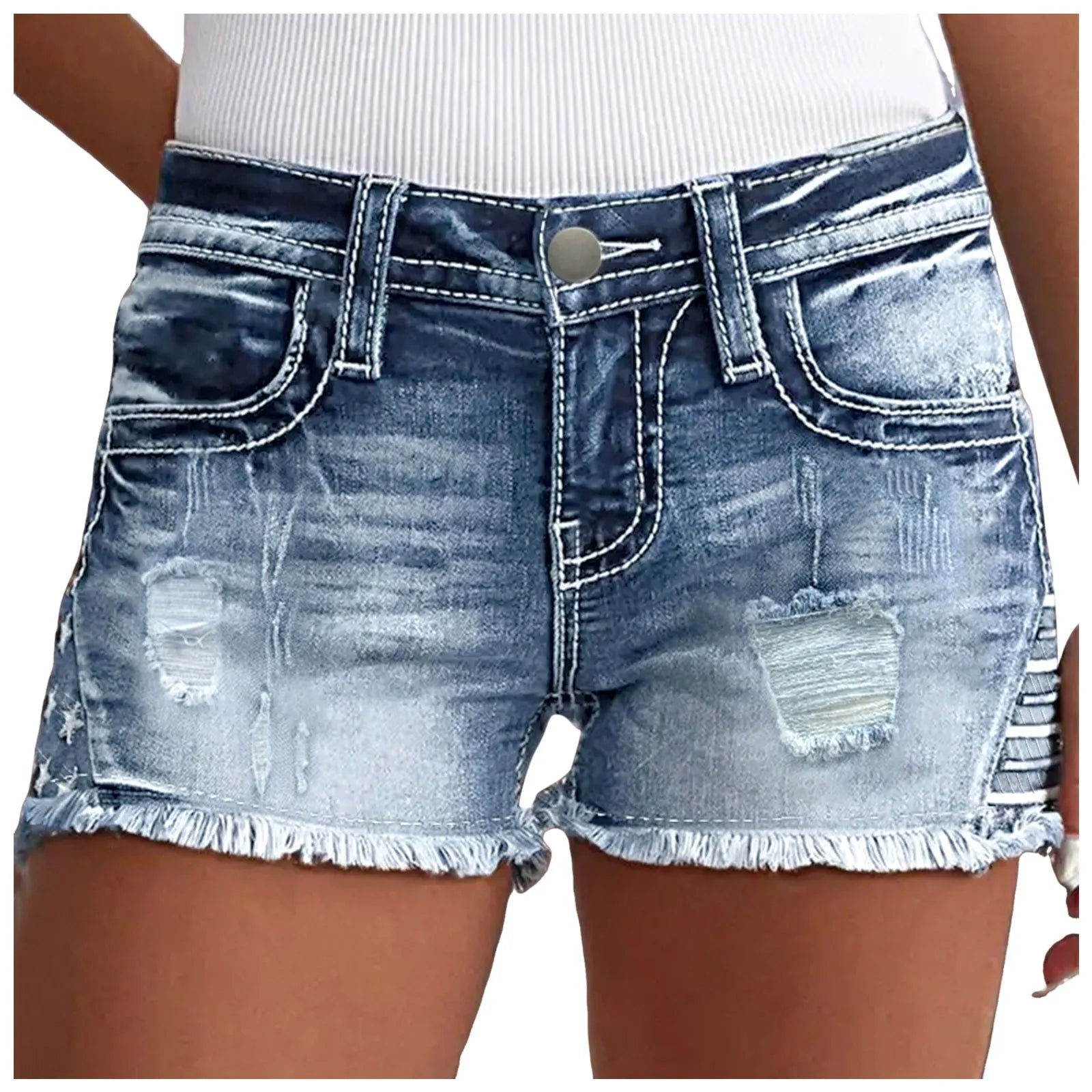 Y2K Retro Leopard Print Low Waist Distressed Black Denim Shorts