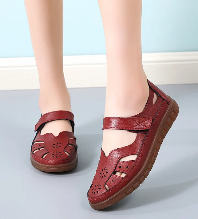 Women's Breathable Leather Sandals: Non-Slip Casual Roman Style