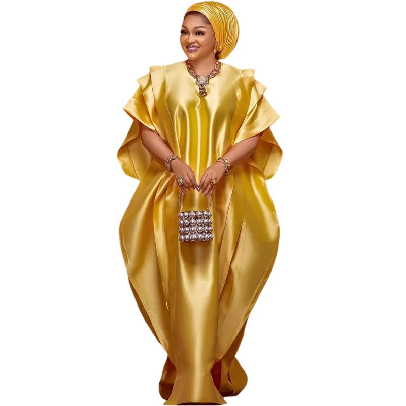 African Satin Abaya Boubou | Dubai Caftan Party Dress Women