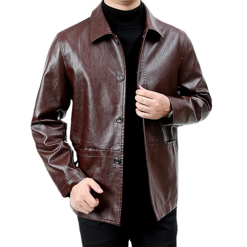 Men's Vintage Leather Biker Coat: Trendy, Soft, High-Quality Jacket