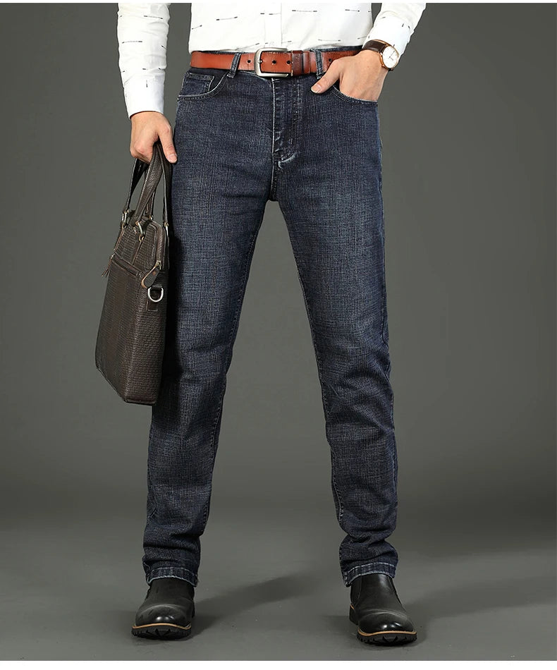 Men's Business Casual Jeans: Slim Straight Stretch Denim