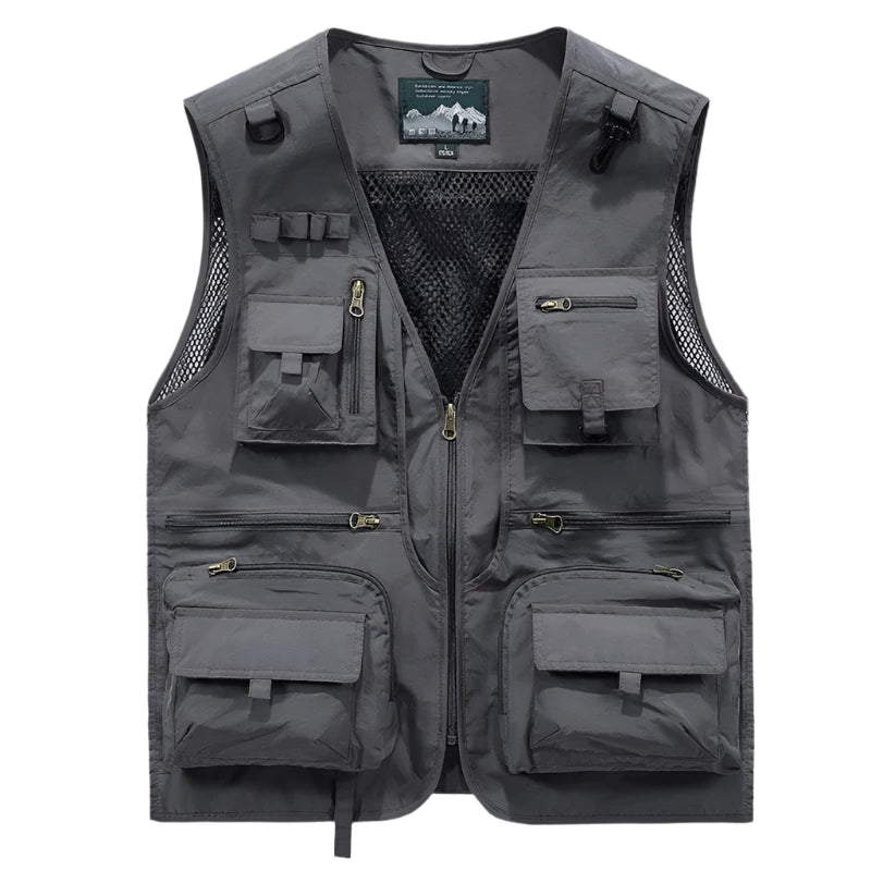 Men’s Tactical Multi-Pocket Mesh Vest – Breathable, Sleeveless, Travel-Ready