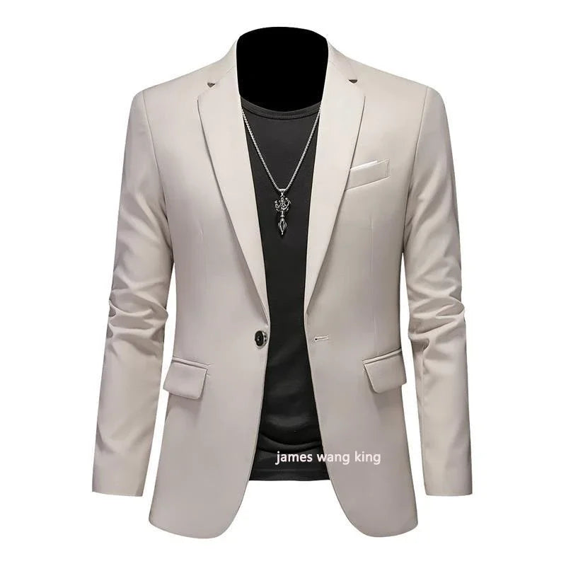 Boutique Men's Blazer: Solid Color Fashion for Business & Weddings