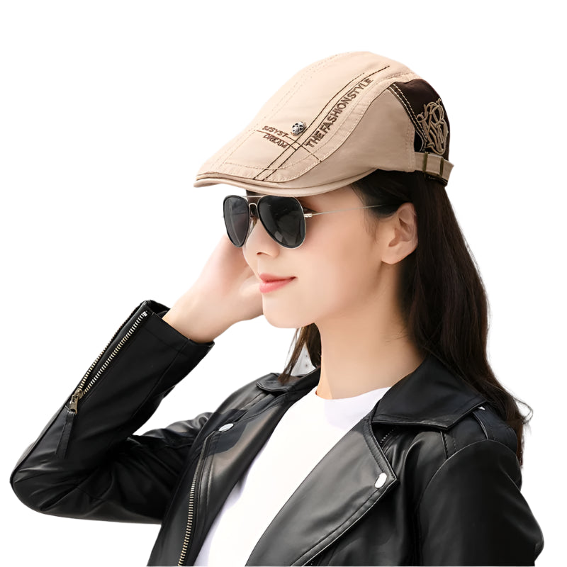 Summer Cotton Newsboy Cap - Casual Peaked Beret with Letter Detail