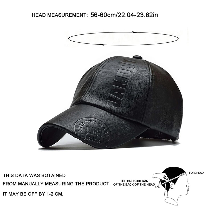 Unisex Faux Leather Baseball Cap – Adjustable, Casual, Sun Protection