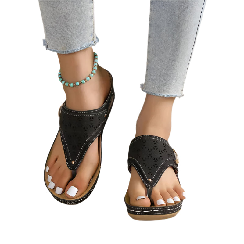 Women’s Orthopedic Clip Toe Wedge Sandals – Soft Arch Support Flip Flops