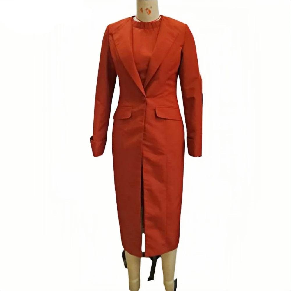 Elegant Office Lady Two-Piece Blazer & Dress Set – Professional Slim Fit Outfit