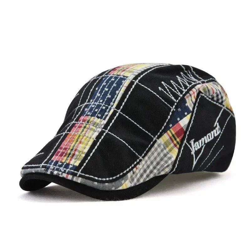 Soft Cotton Patchwork Beret - Comfortable Unisex Leisure Hat