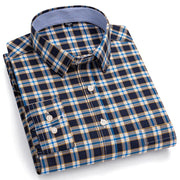 Men’s 100% Cotton Plaid Oxford Shirt – Smart Casual Plus Size 7XL