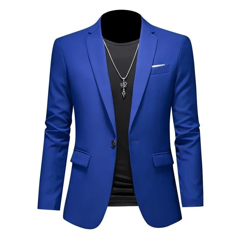 Boutique Men's Blazer: Solid Color Fashion for Business & Weddings