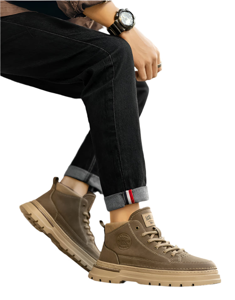 Men's British Retro High-Top Work Boots – Vintage Style Streetwear Footwear