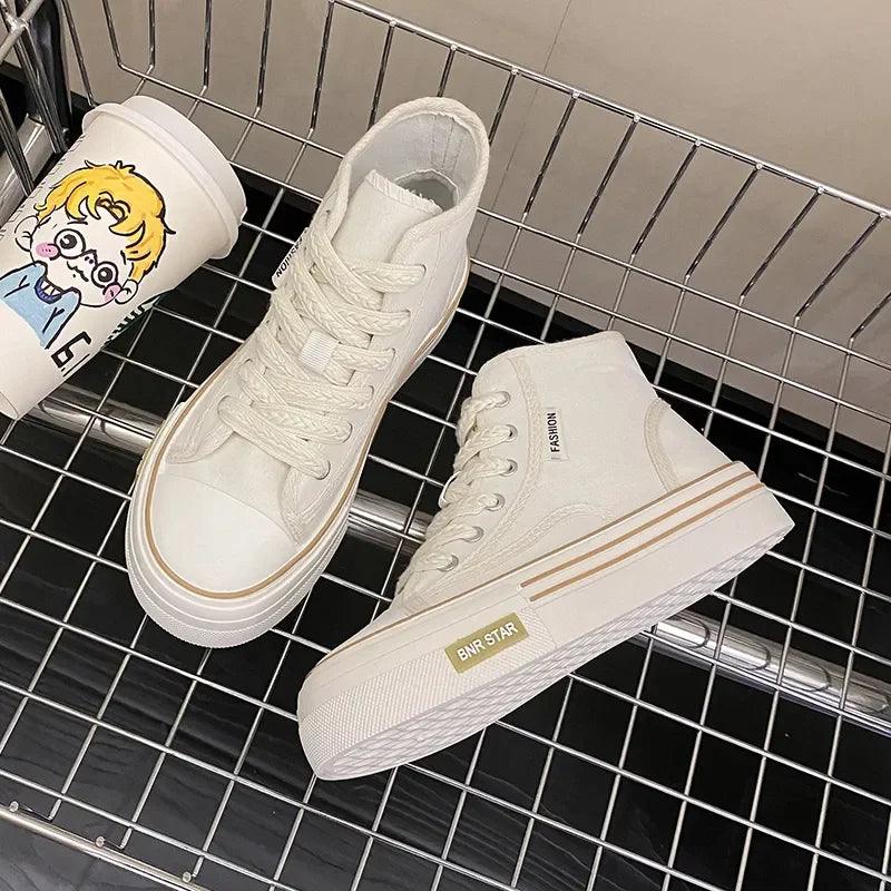 Women’s High Top Canvas Sneakers | Autumn Platform White Shoes