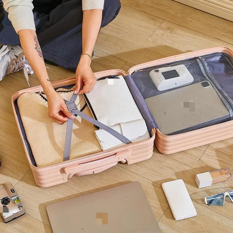 Travel Smart Aluminum Alloy Rolling Luggage with Cup Holder & Spinner Wheels