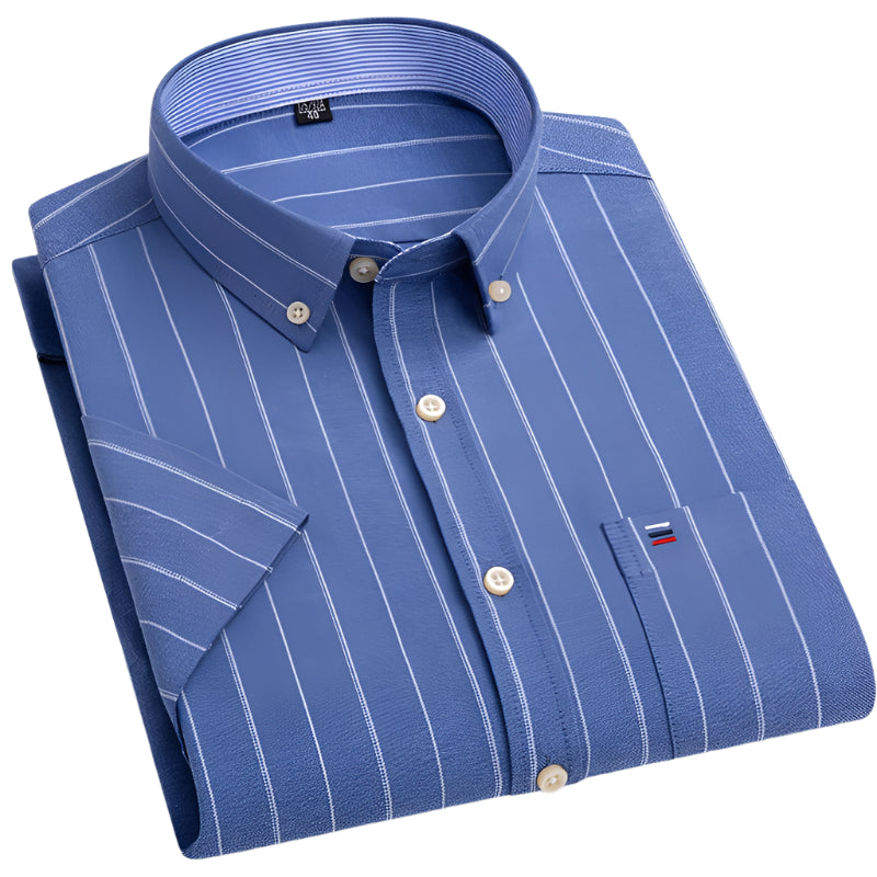 Short Sleeve Men’s 100% Cotton Oxford Plaid Summer wear Shirt –  7XL