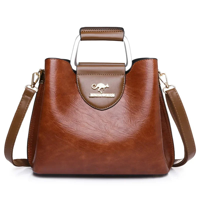 Luxury Oil Leather Crossbody Shoulder Bag – Women’s Fashion Tote