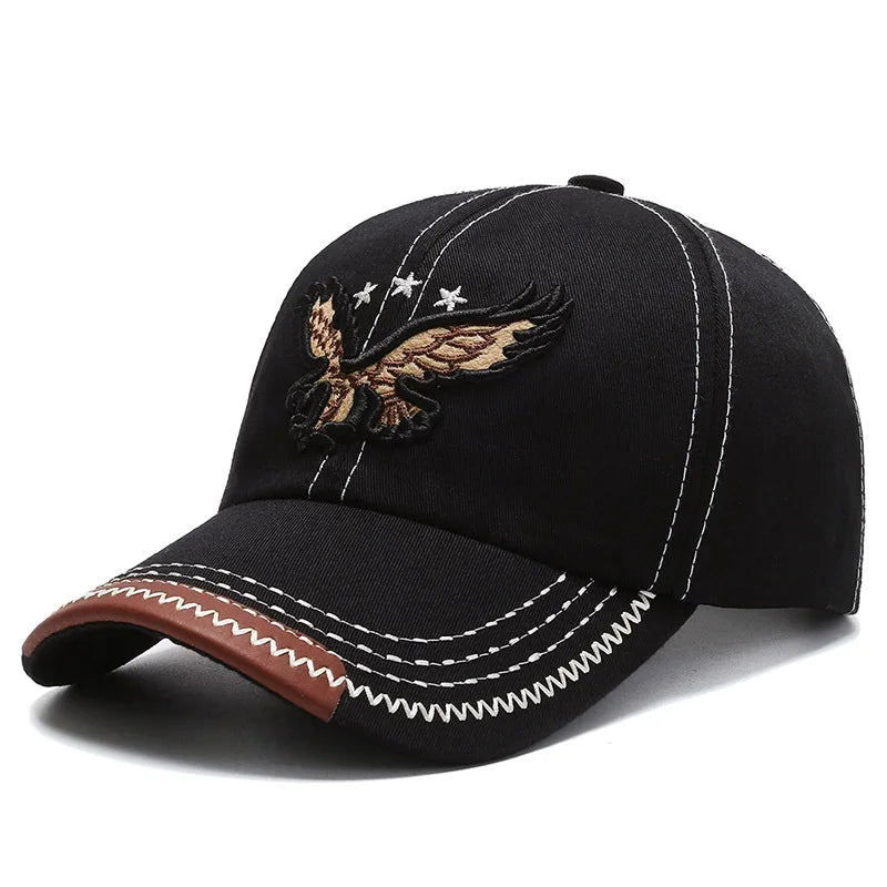 Unisex Baseball Cap: Eagle Embroidery, Korean Style, 4-Season Shade
