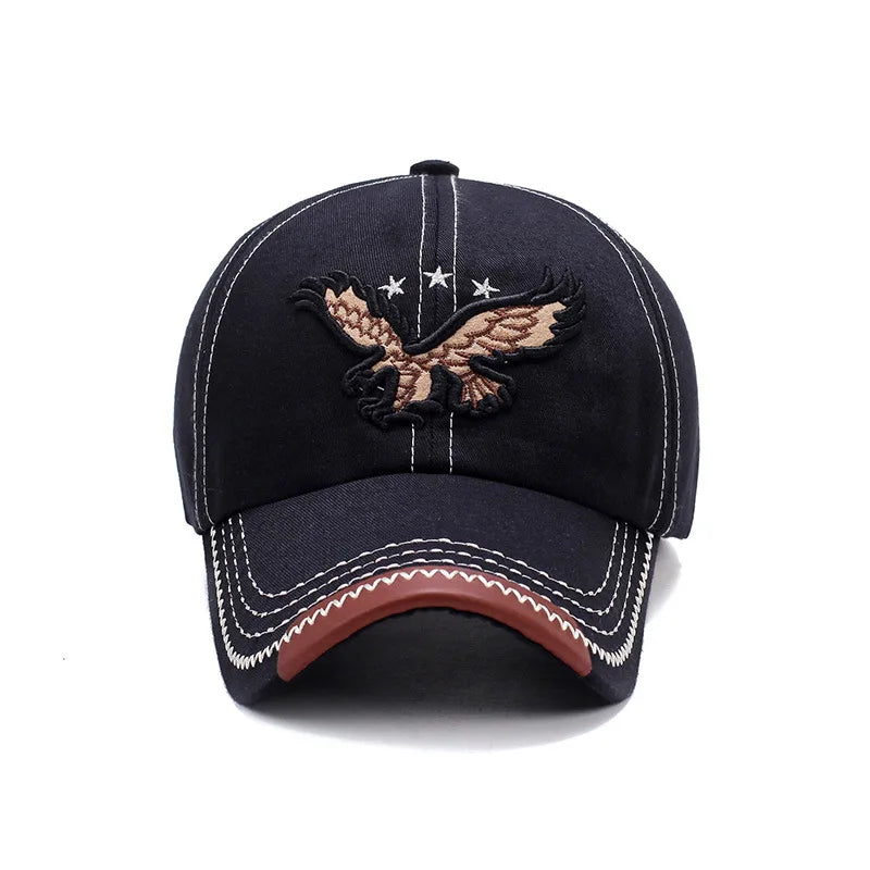 Unisex Baseball Cap: Eagle Embroidery, Korean Style, 4-Season Shade
