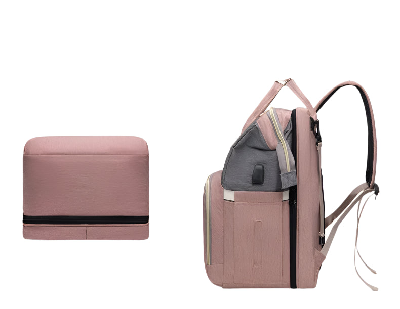 Folding Mommy Bag with Portable Crib – On-the-Go All-in-One Diaper Backpack