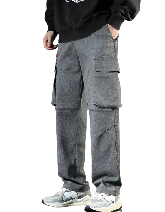 Men’s Paratrooper Cargo Jeans – Loose Fit Wide Leg Stretch Denim