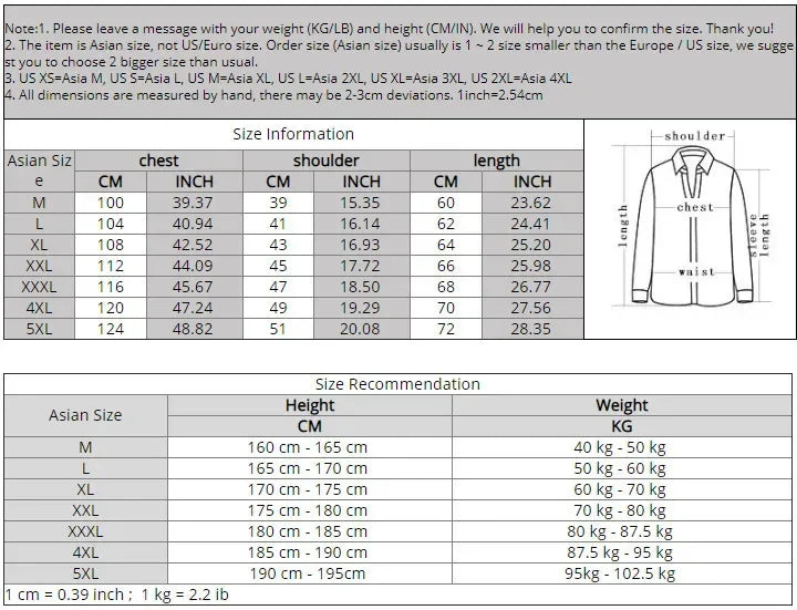 Men's High-End Cotton Vest Jacket – Thick Sleeveless Winter Waistcoat Chart