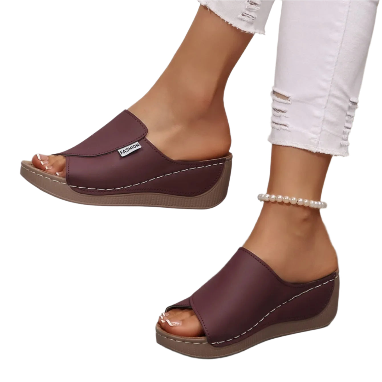 Women's Summer Wedge Slippers - Open Toe Breathable Buckle Sandals