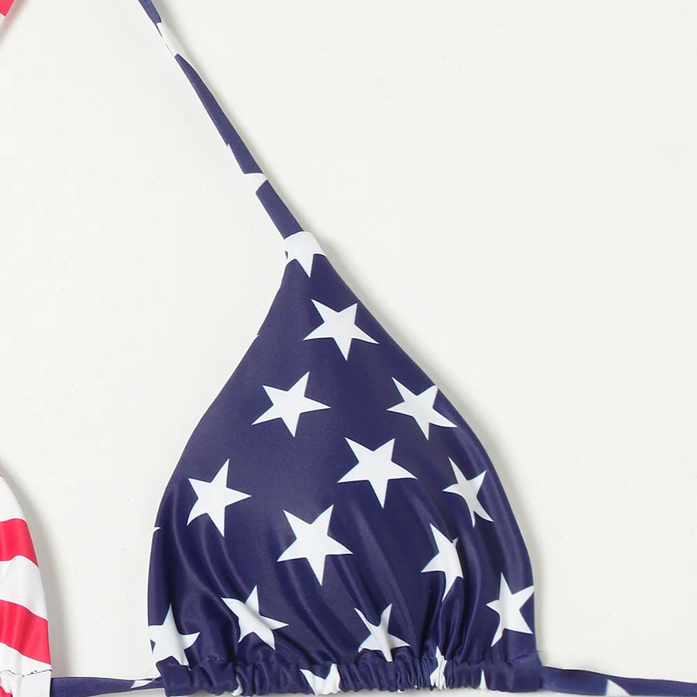 Sexy USA Flag Print Beach Bikini Set – 2-Piece Lingerie Swimsuit