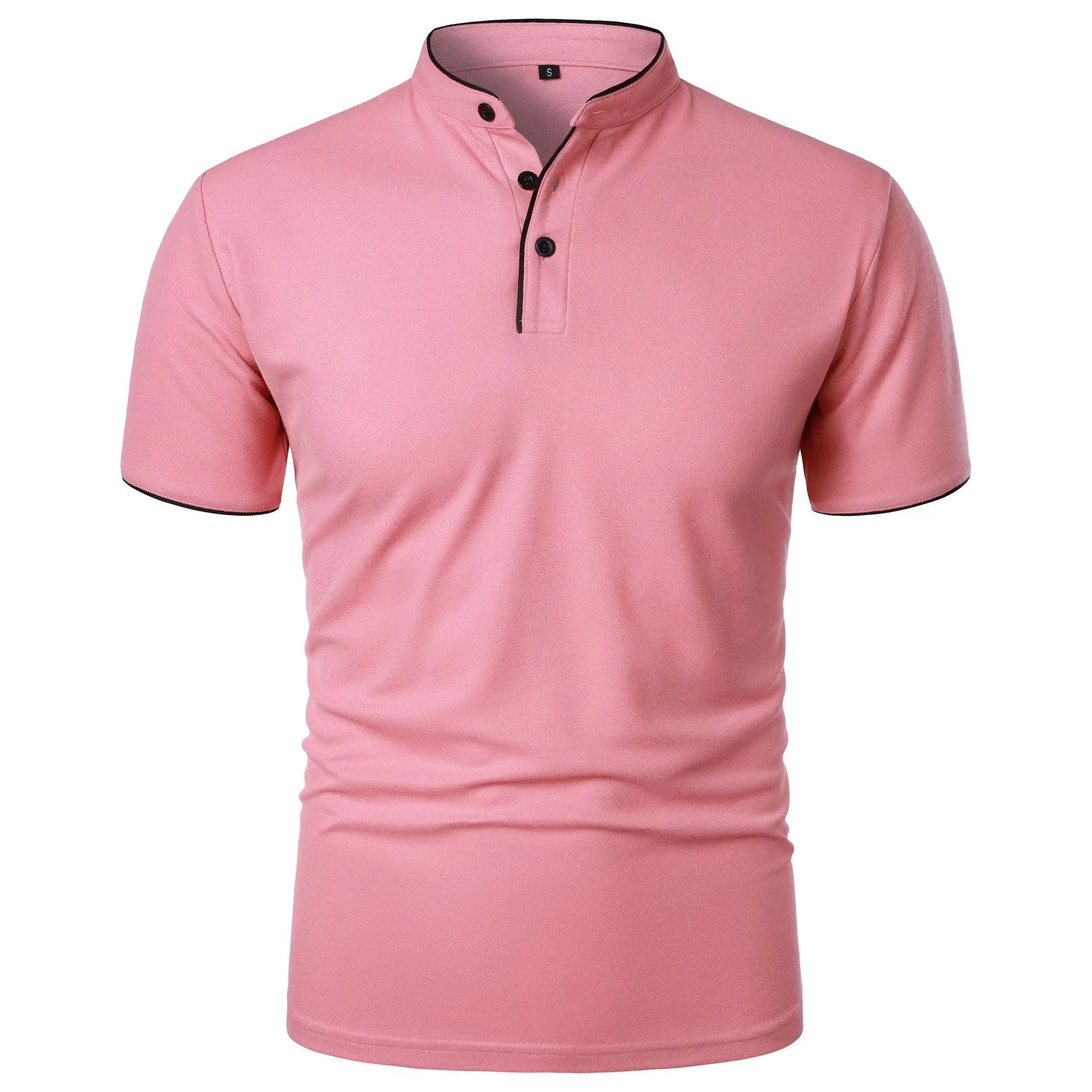 Men’s Solid Color Stand Collar T-Shirt – Slim Fit Lightweight Tee