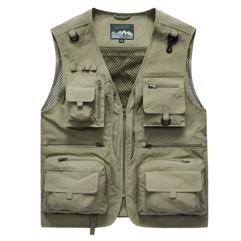 Men’s Tactical Multi-Pocket Mesh Vest – Breathable, Sleeveless, Travel-Ready