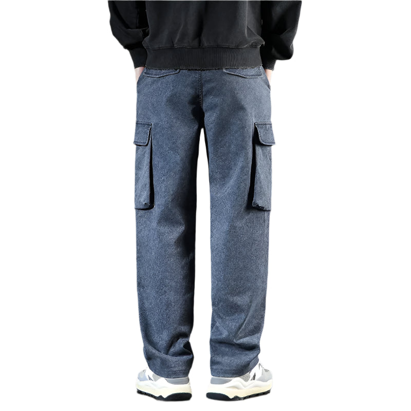Men’s Paratrooper Cargo Jeans – Loose Fit Wide Leg Stretch Denim