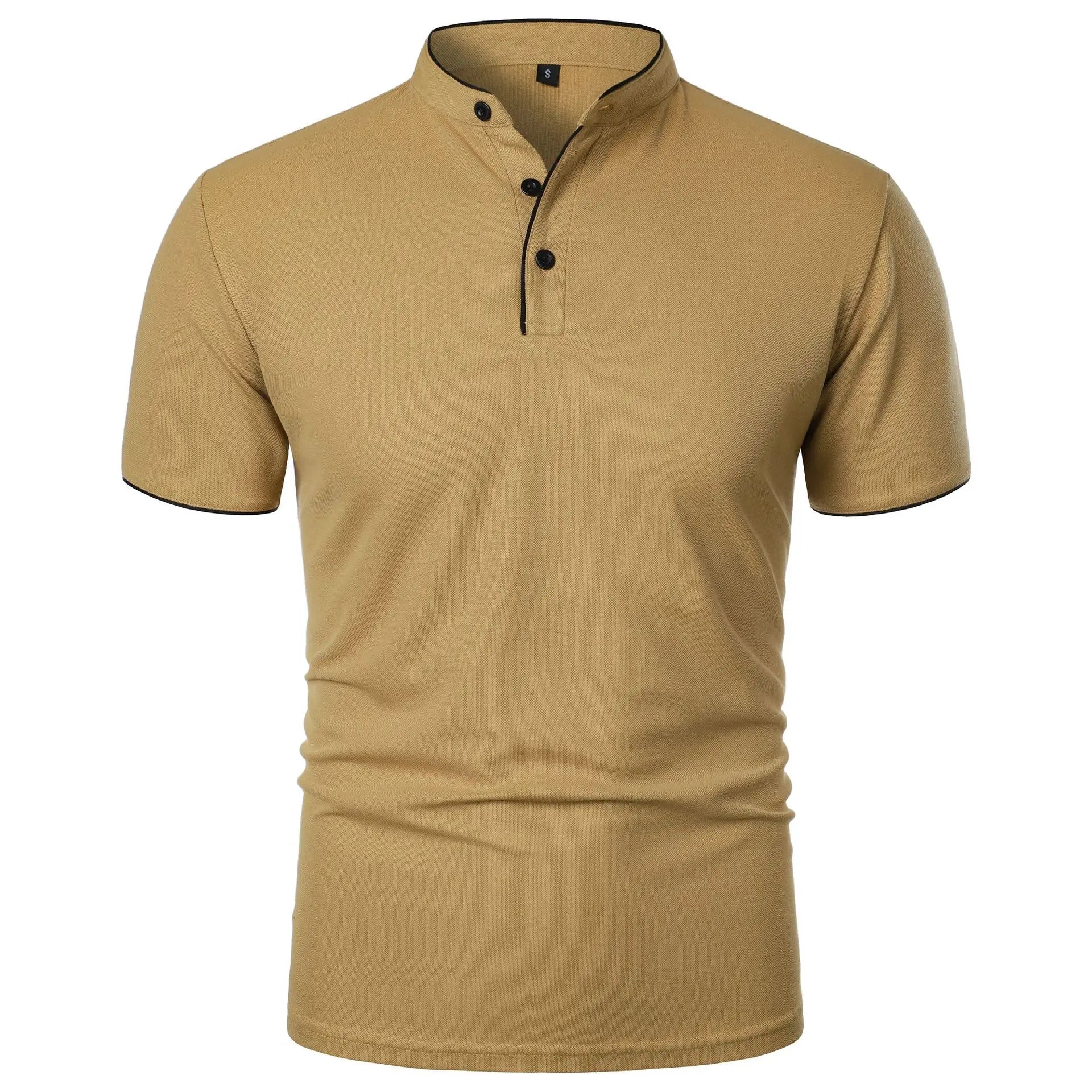 Men’s Solid Color Stand Collar T-Shirt – Slim Fit Lightweight Tee