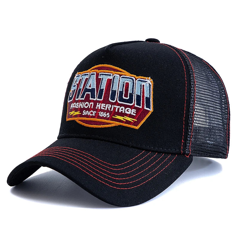 Unisex STATION Letter Mesh Baseball Cap – Breathable Summer Hat