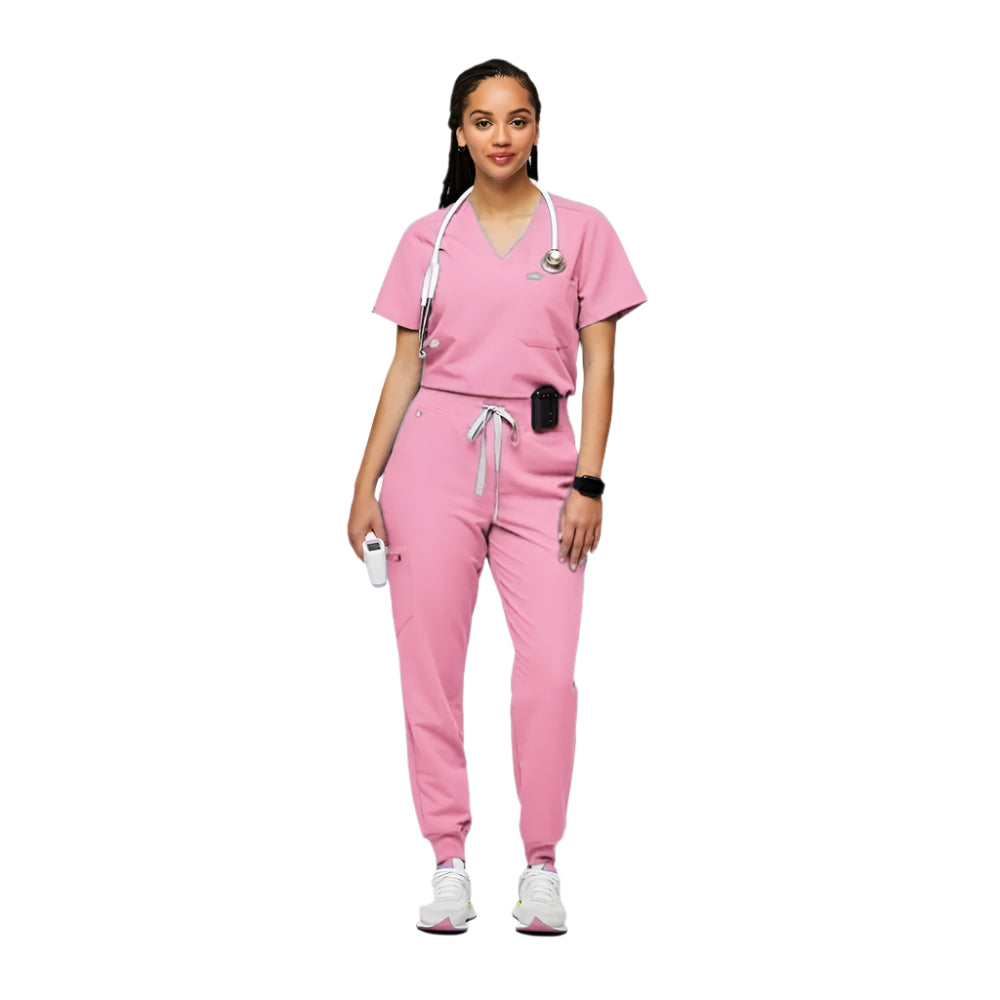 Women's Fashionable Scrub Set - Jersey Medical Uniform Top & Pants