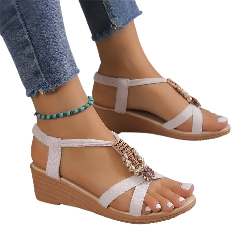 Solid Color Slip-On Wedge Sandals – Women’s Flat Gladiator Shoes