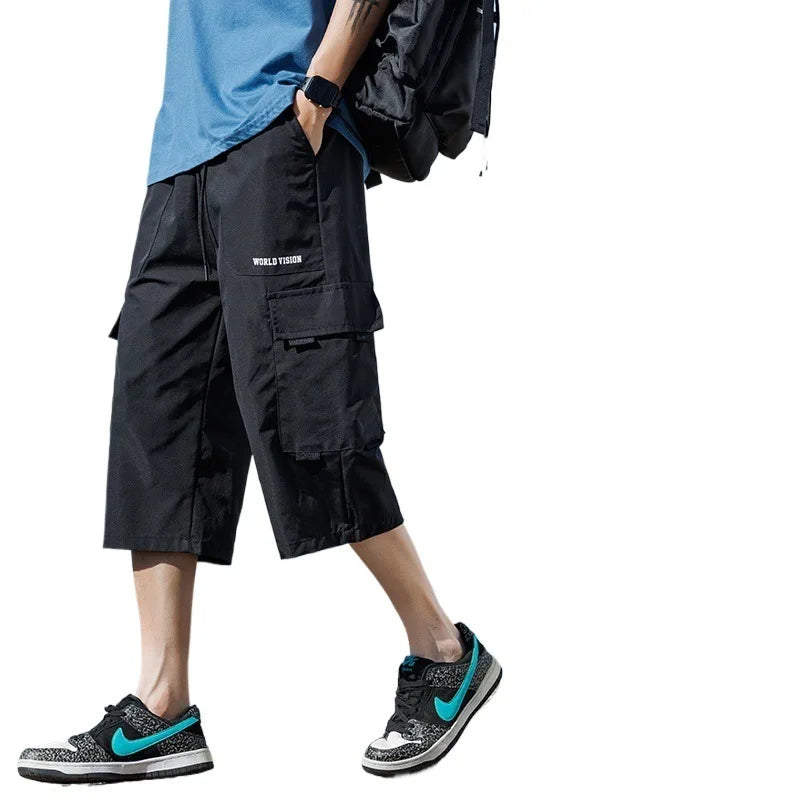 Men's Sports Pants: Large Size 3/4 Cropped Shorts for Summer