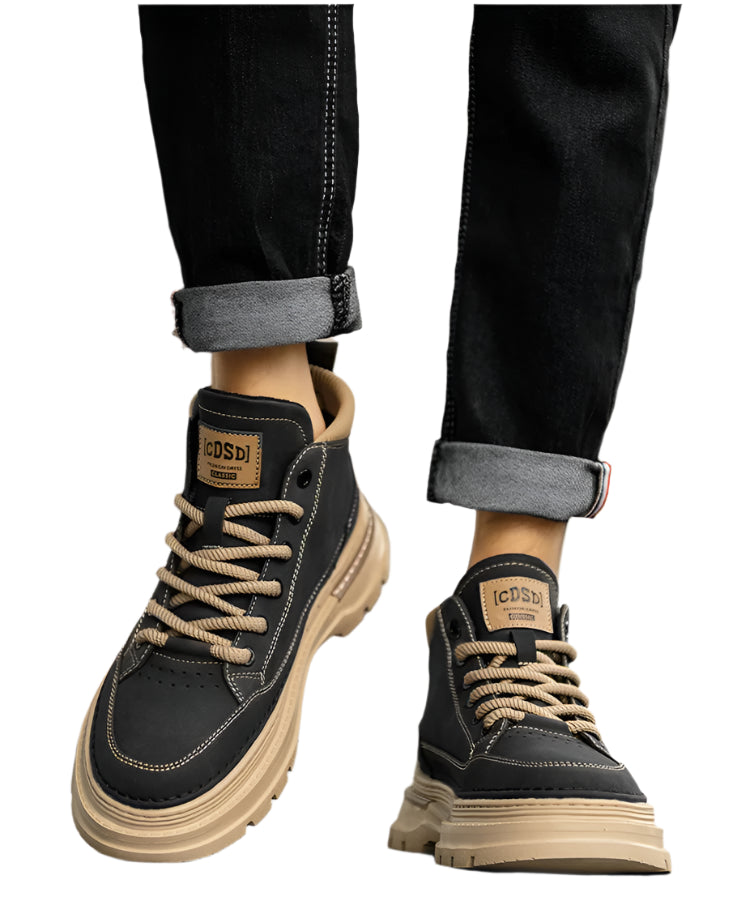 Men's British Retro High-Top Work Boots – Vintage Style Streetwear Footwear