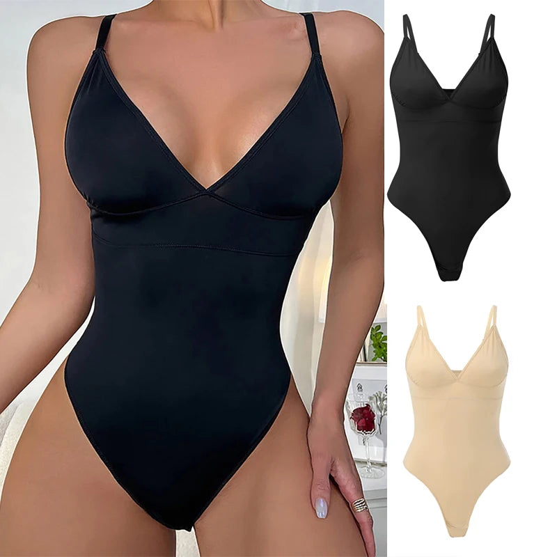 Women's Tummy Control Bodysuit: Seamless Thong Body Shaper