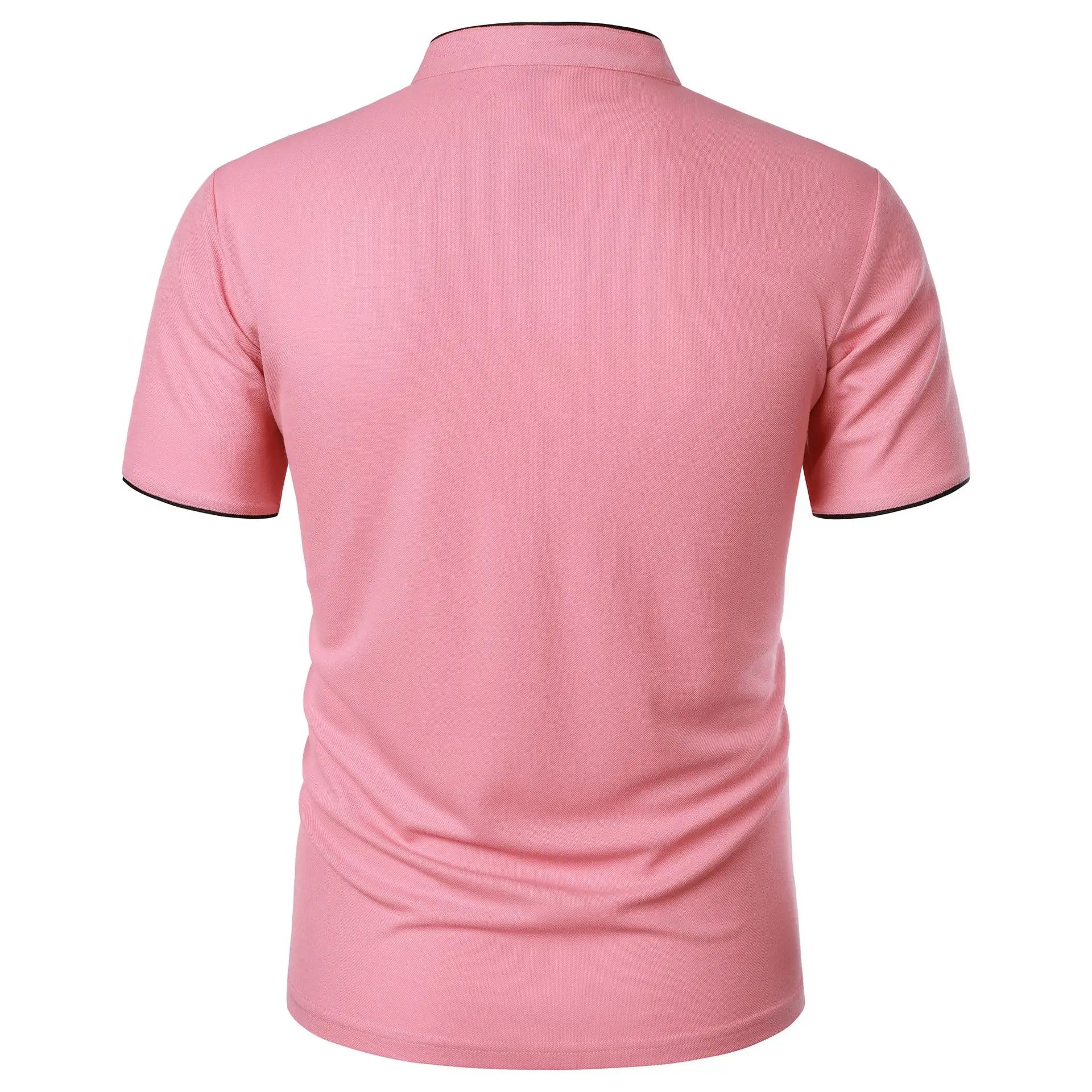 Men’s Solid Color Stand Collar T-Shirt – Slim Fit Lightweight Tee