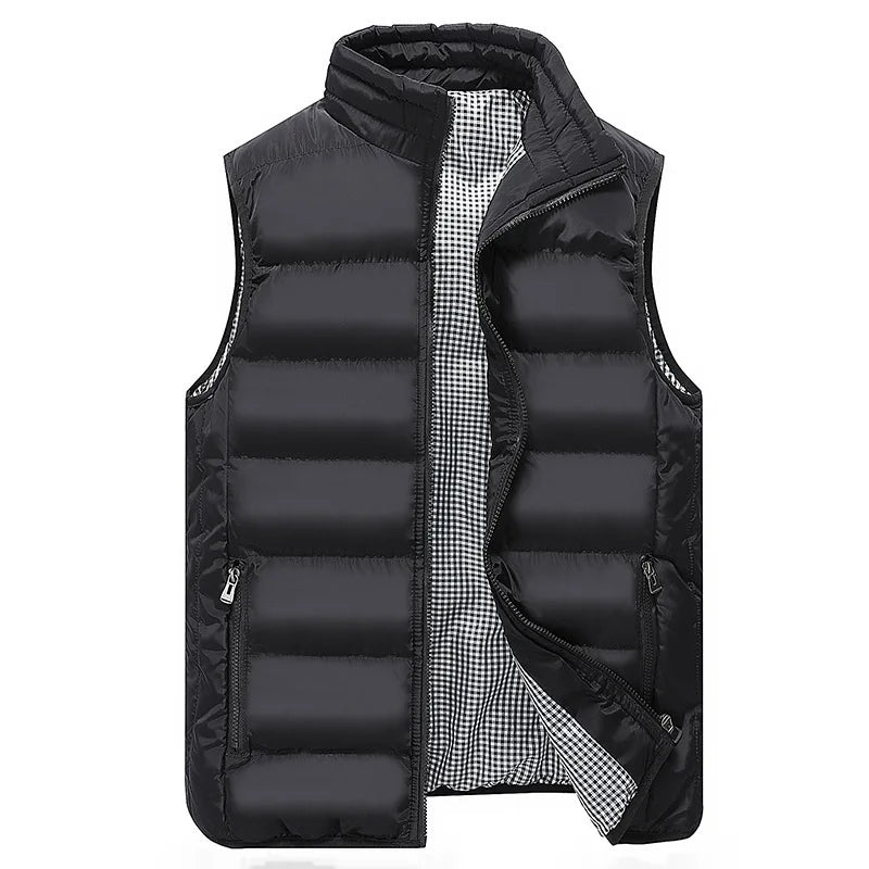 Men's Warm Padded Vest - Slim Fit Stand Collar Winter Waistcoat